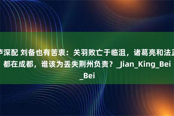 泸深配 刘备也有苦衷:关羽败亡于临沮,诸葛亮和法正都在成都,谁该为丢失荆州负责?_Jian_King_Bei